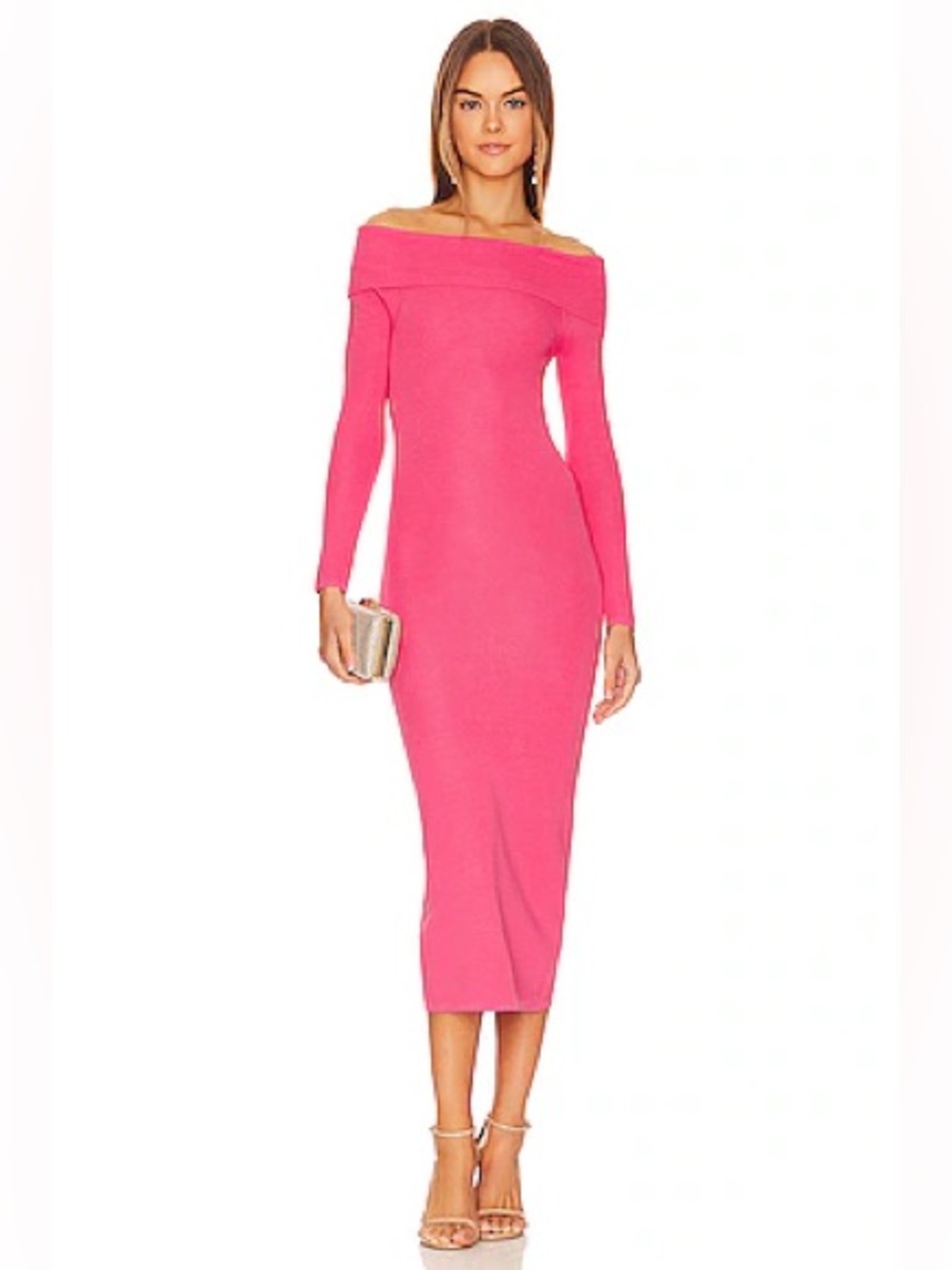 Revolve Bardot Off Shoulder Knit Dress in Petal Pink NWT Size Small